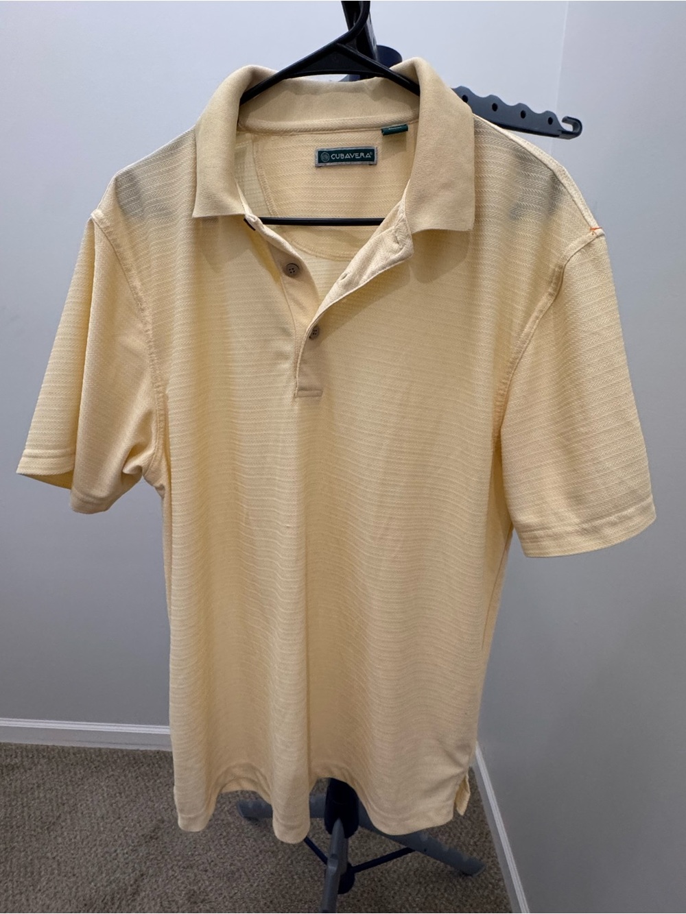 Cubavera Textured Solid golf shirt pastel yellow size L